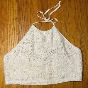 Charlotte Russe White Crocheted Crop Top, Summer Festival Top L